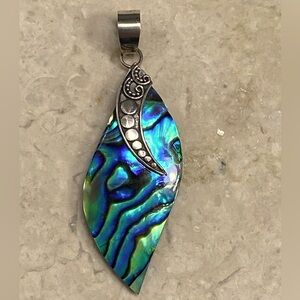 GORGEOUS ABALONE AND 925 SILVER PENDANT 2”